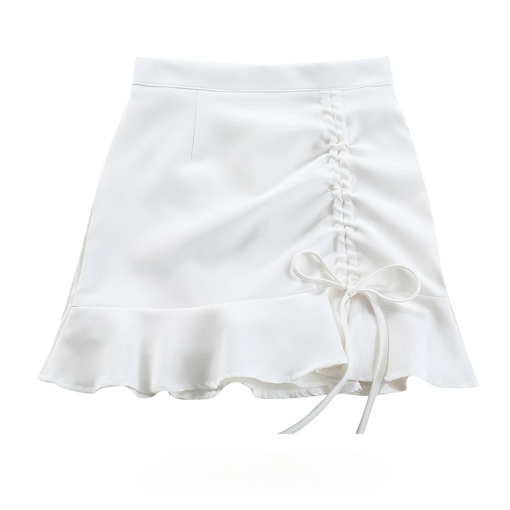 

Korean Clothes A-line Skirts Ruffles Women's Clothing Summer Preppy Style Sweet Mini- Skirts Fashion Brand Asymmetric New