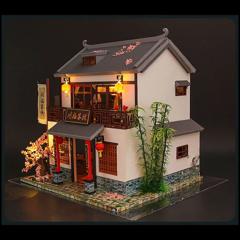 

DIY Wooden Dollhouse Chinese style Architecture Doll Houses Mininatures with Furniture Toys for Children Friend Birthday Gift