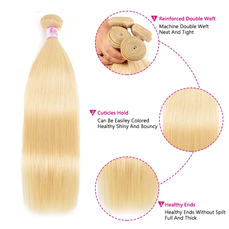 BEAUTY FOREVER #613 блонд бразильские прямые волосы 4 шт./лот Remy человеческие пучки 16 24