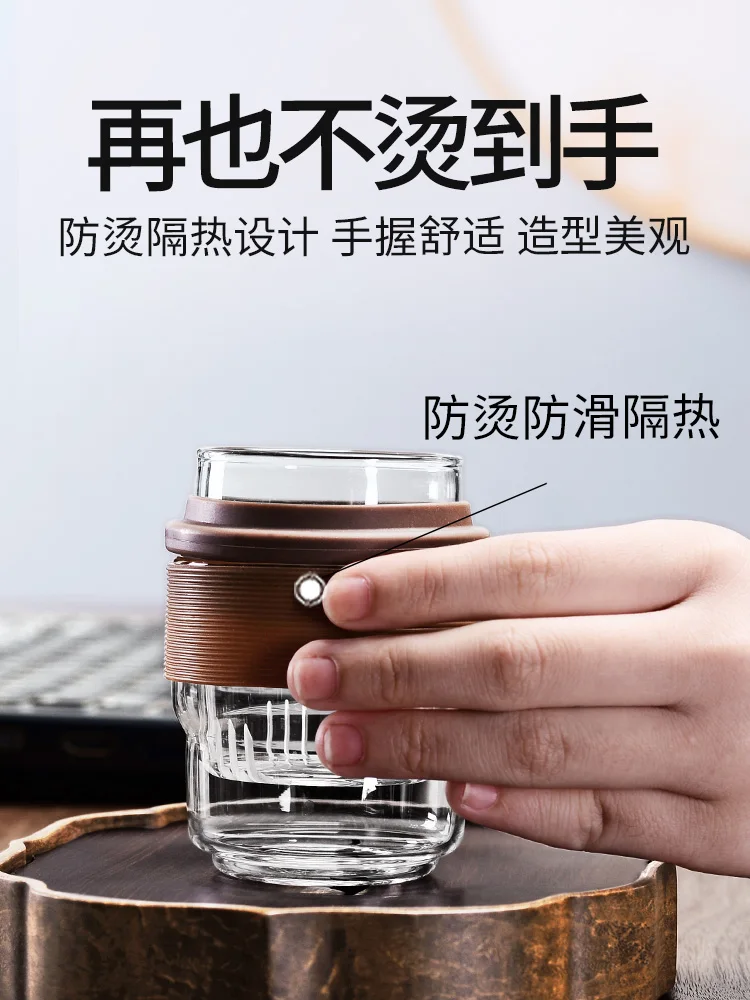 

Travel Glass Tea Set Portable Teapot Outdoor Car One Pot Two Cups 2 People Fast Passenger Cup