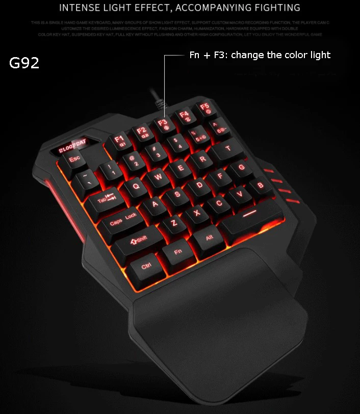 

Gaming keyboard and mouse one-handed Macro recording keyboard Colorful Backlit Ergonomic Keypad For PUBG gun Game Player PC