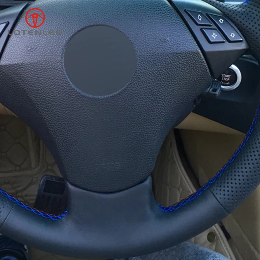 LQTENLEO черный из натуральной кожи DIY чехол рулевого колеса автомобиля для BMW E60 E61 520i