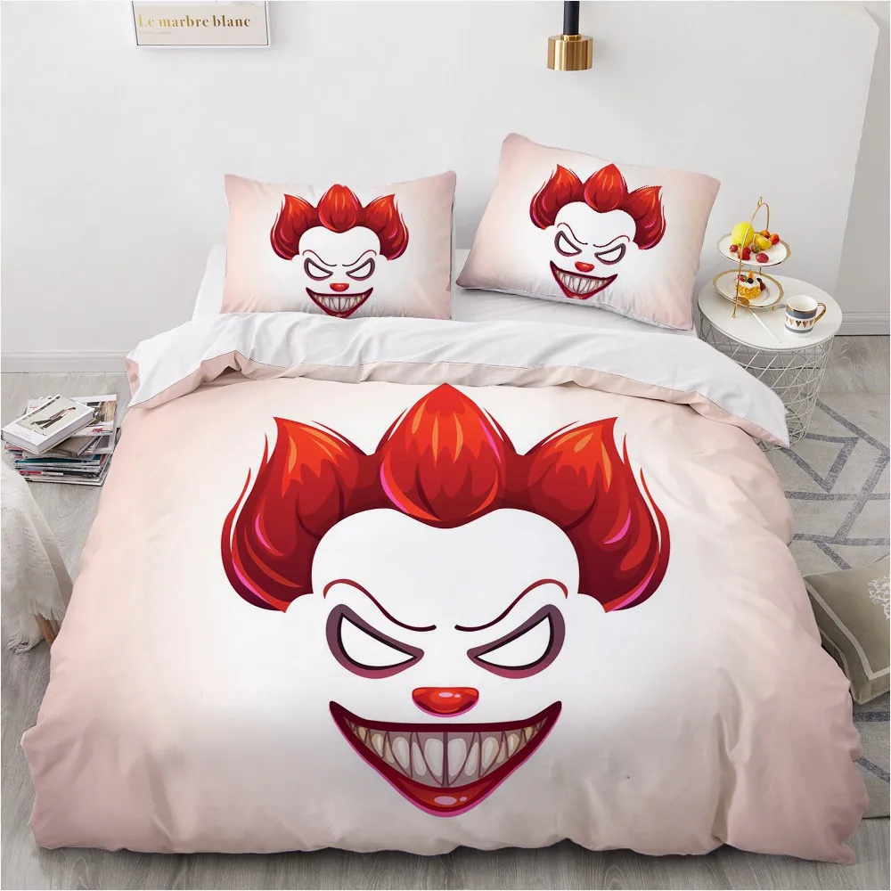 

Комплект постельного белья с 3D изображением клоуна, стеганое одеяло, покрывало, двуспальный, двуспальный, одноразмерный домашний текстиль