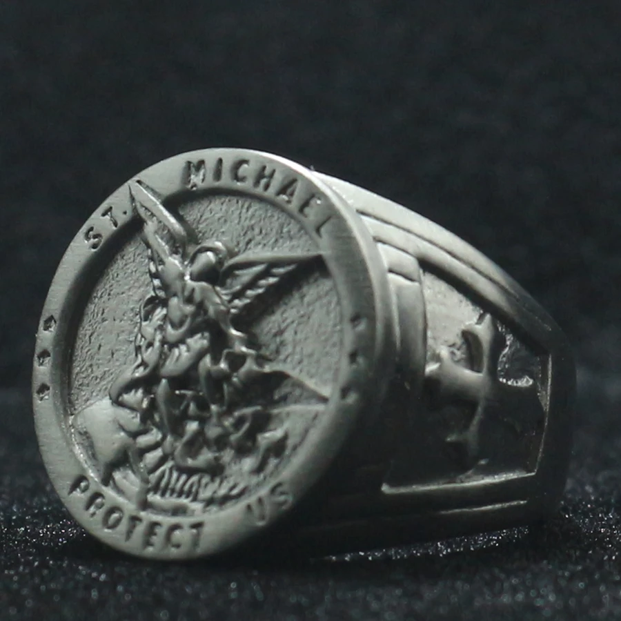 Кольцо унисекс из нержавеющей стали 316L с крестом от Saint Michael | Украшения и