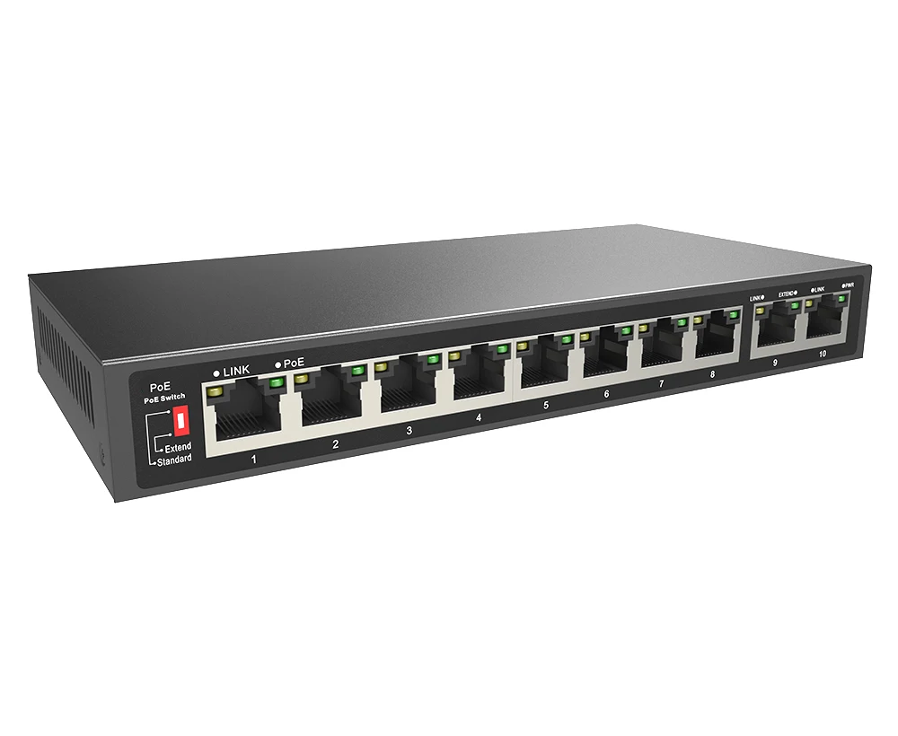 10-portBrand new 8+2 10/100M POE switch total power 110W Power over Ethernet IEEE802.3af for IP camera system network switch