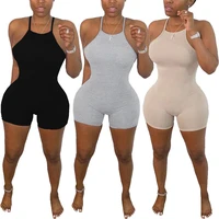 casual fitness women jumpsuit romper bodycon playsuit shorts sleeveless backless sportwear one piece outfits skinny bodysuits