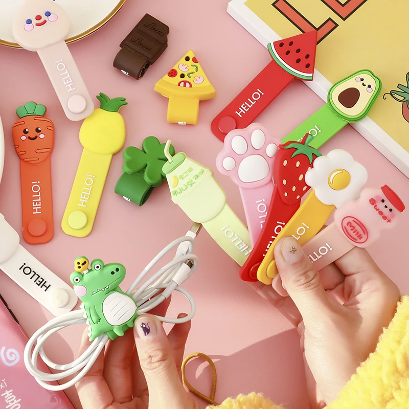 Силиконовый защитный чехол для зарядного кабеля милая мультяшная намотка