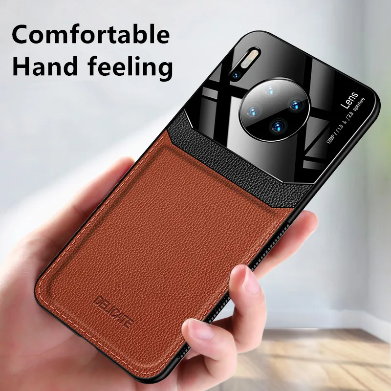 Защитный чехол для huawei mate 30 ударопрочный ПУ кожа Силикон + Зеркальное стекло 20 Pro 9