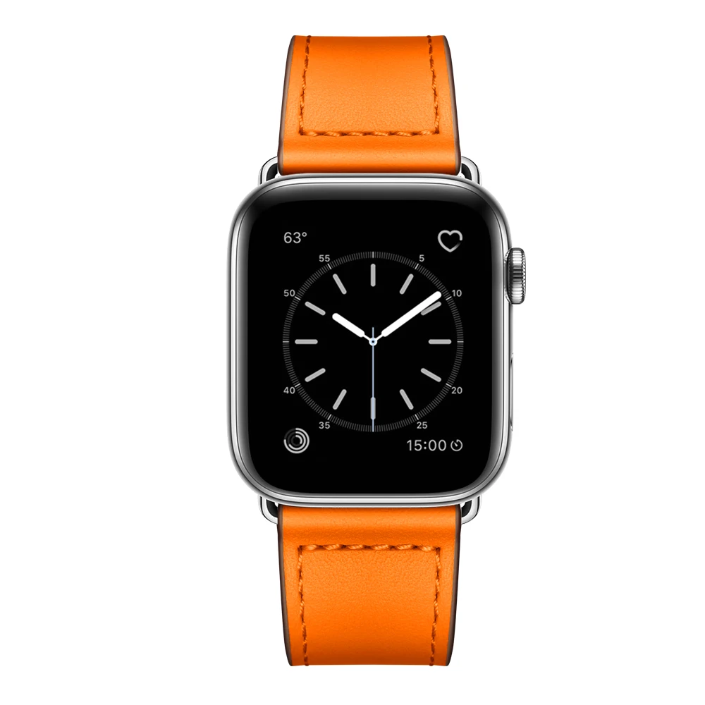 Ремешок из натуральной кожи для Apple Watch 42 мм 44 мм, аксессуары для часов VIOTOO, кожаный ремешок для часов iWatch, браслет - Цвет ремешка: Orange