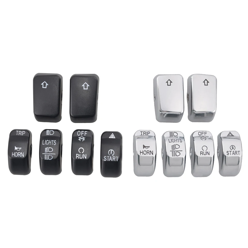 

6pcs Hand Control Switch Cover Housing Button Set For Harley Black