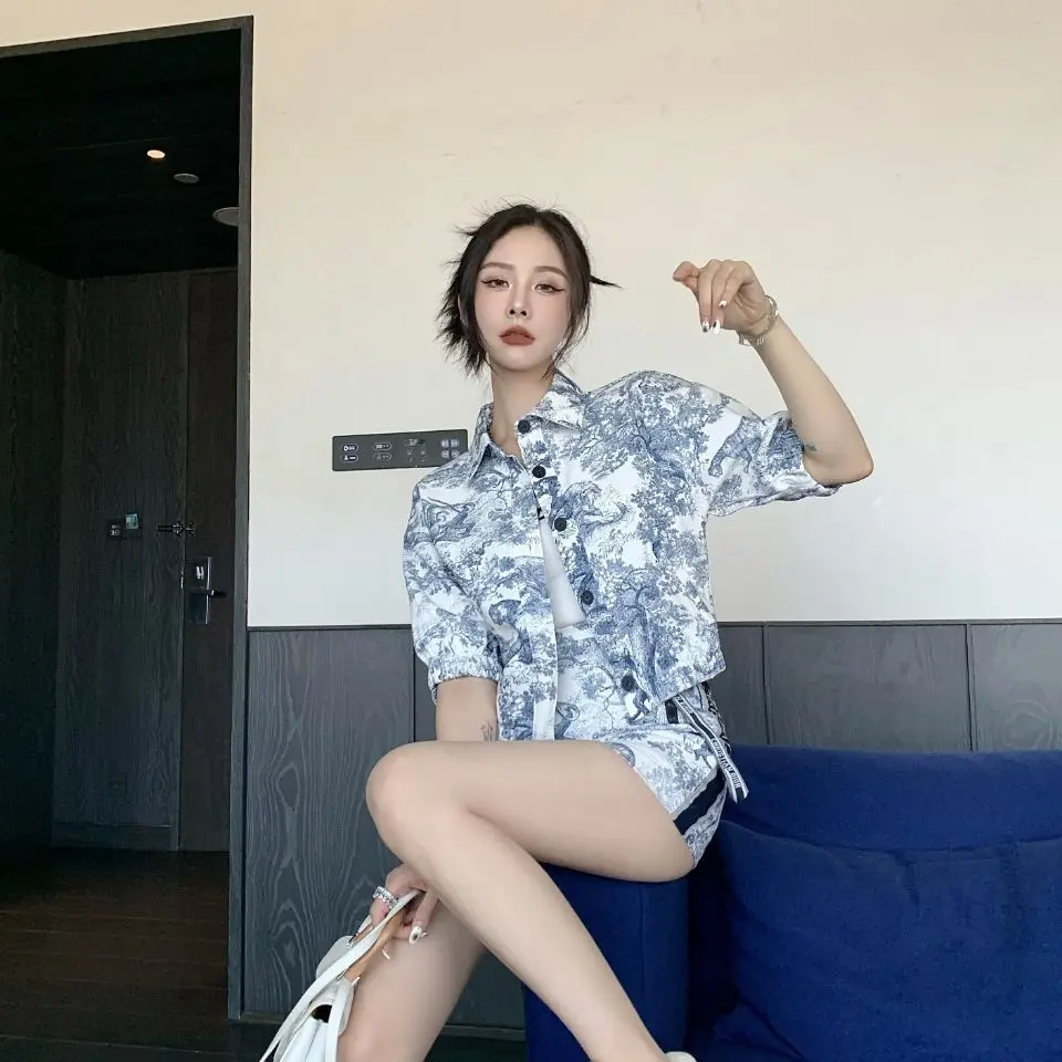 

2021 Spring and Autumn New Women's Two-Piece Fashion Printed Knitted Set