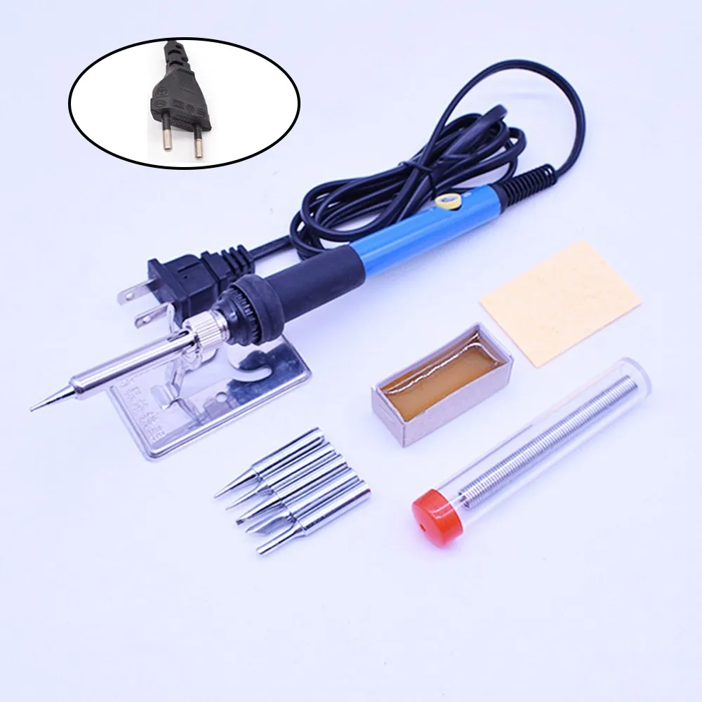 Электрический паяльник набор 60 Вт EU US вилка сварочная ручка 110 В с 5 шт. ПАЯЛЬНЫЕ