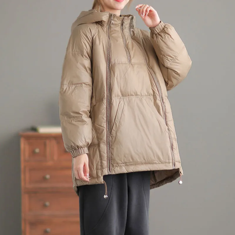 Personality Trend Fashion Female Coat 2023 New Women Down Jacket Winter White Duck Down Hooded Casual Women Down Jacket NBH278