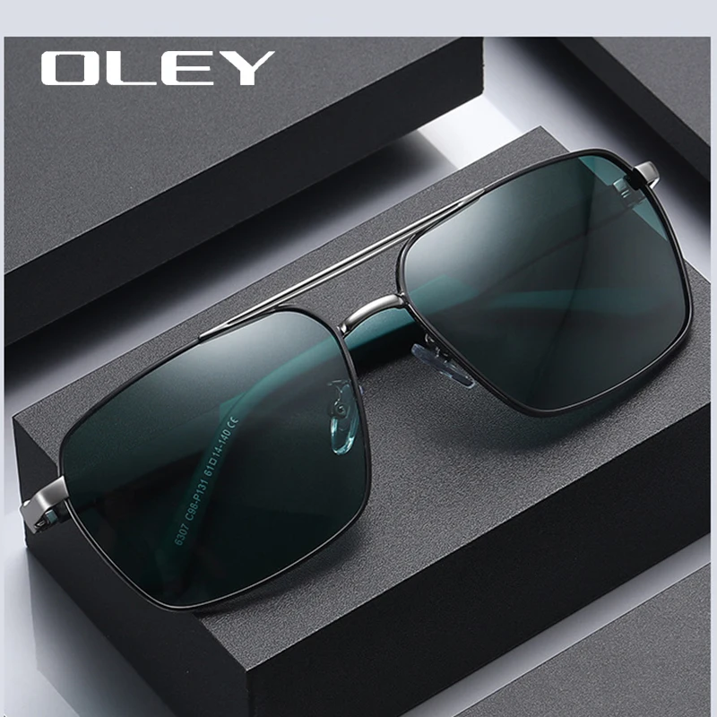 

OLEY Polarized sunglasses men Fashion classic Pilot style Aluminum-magnesium high-definition anti-glare goggles UV400