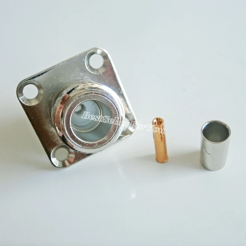 1 шт. N гнездовой фланец обжимной Соединитель с 4 отверстиями RG58 RG142 LMR195 RG400