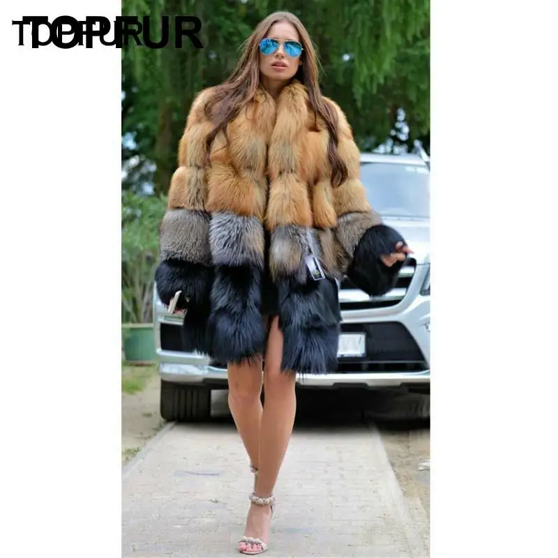 TOPFUR 2018 новый дизайн женское популярное пальто из лисьего меха хит продаж 80 см