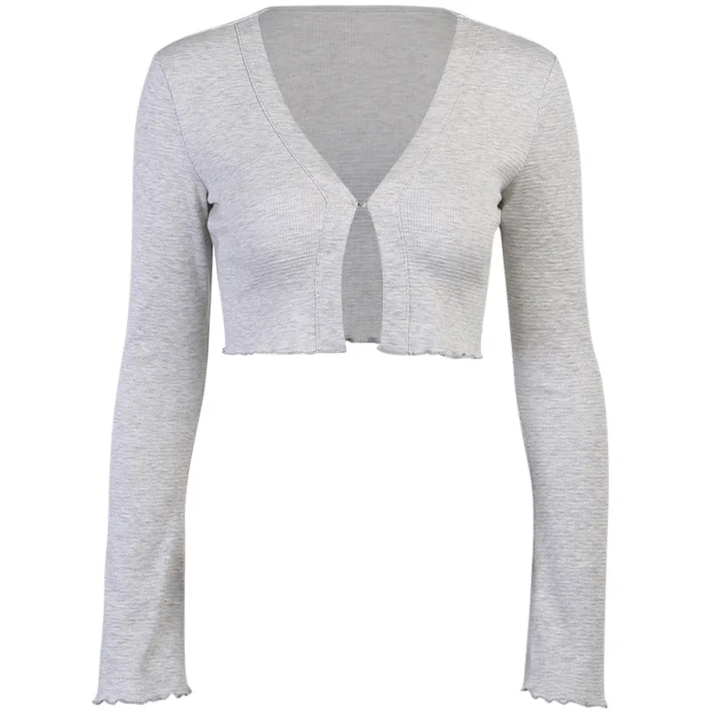 

autumn Solid basic knit full sleeve bottoming shirt women 2020 fashion Harajuku girls casual top tee shirt Sexy short T-shirt