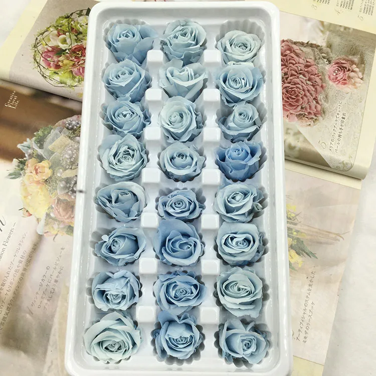 pale blue 1 коробка высокое качество "Законсервированные" Цветы бессмертный «Розочка» для детей от 2-3 см в диаметре, подарок на день матери, вечная жизнь цветок Материал подарочная коробка - Цвет: pale blue