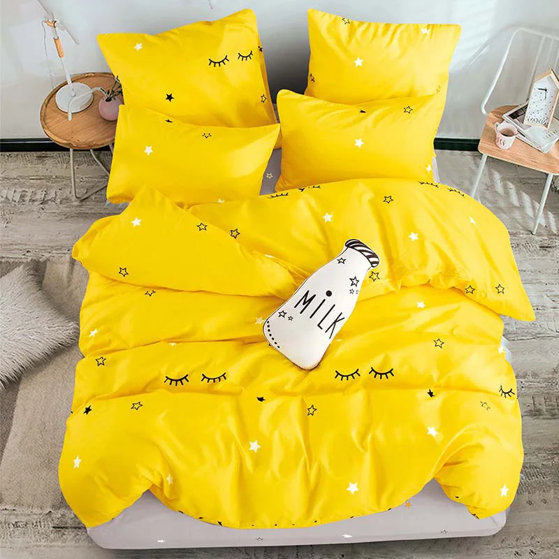 ALANNA постельное белье комплект хлопок Двусторонний дизайн мультфильм однотонное