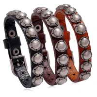 jessingshow gothic punk bracelet alloy accessories buckle belt genuine leather men bracelets bangles charm wristband wrap bangle