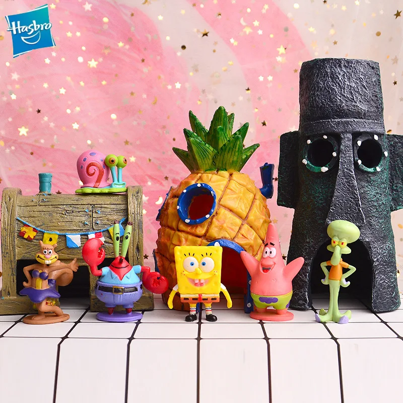 Hasbro Kawaii губки фигурки Bobs Патрик звезда наборы игрушек Мультфильм аквариум микро