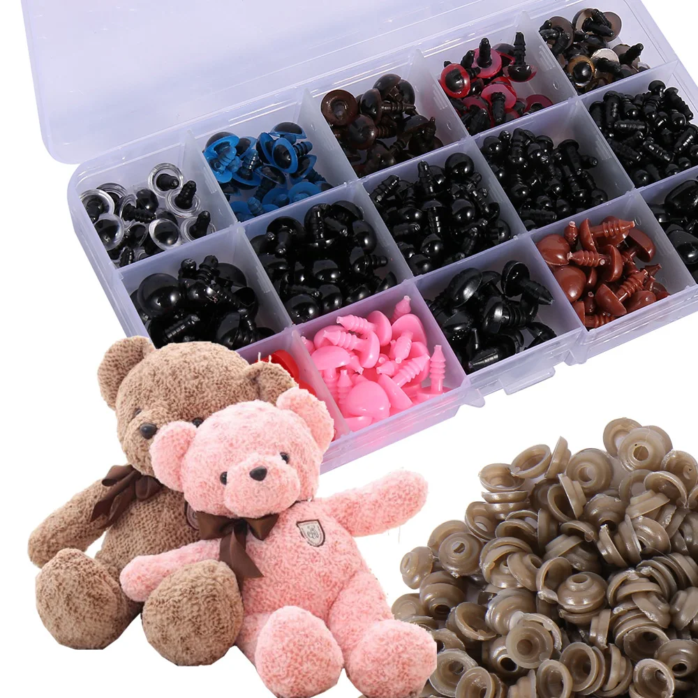 

752pcs 5-12mm Colorful Plastic Crafts Safety Eyes For Teddy Bear Soft Toy Making Funny Animal Doll Nose DIY Accessories Box