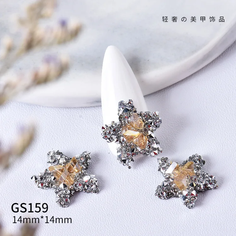 

MIXCC DIY Nail Charms High Quality Luxury 10pcs/Lot Chain Ring Valentine's Day Nail Art Zircon Metal Manicure Nails Accessories