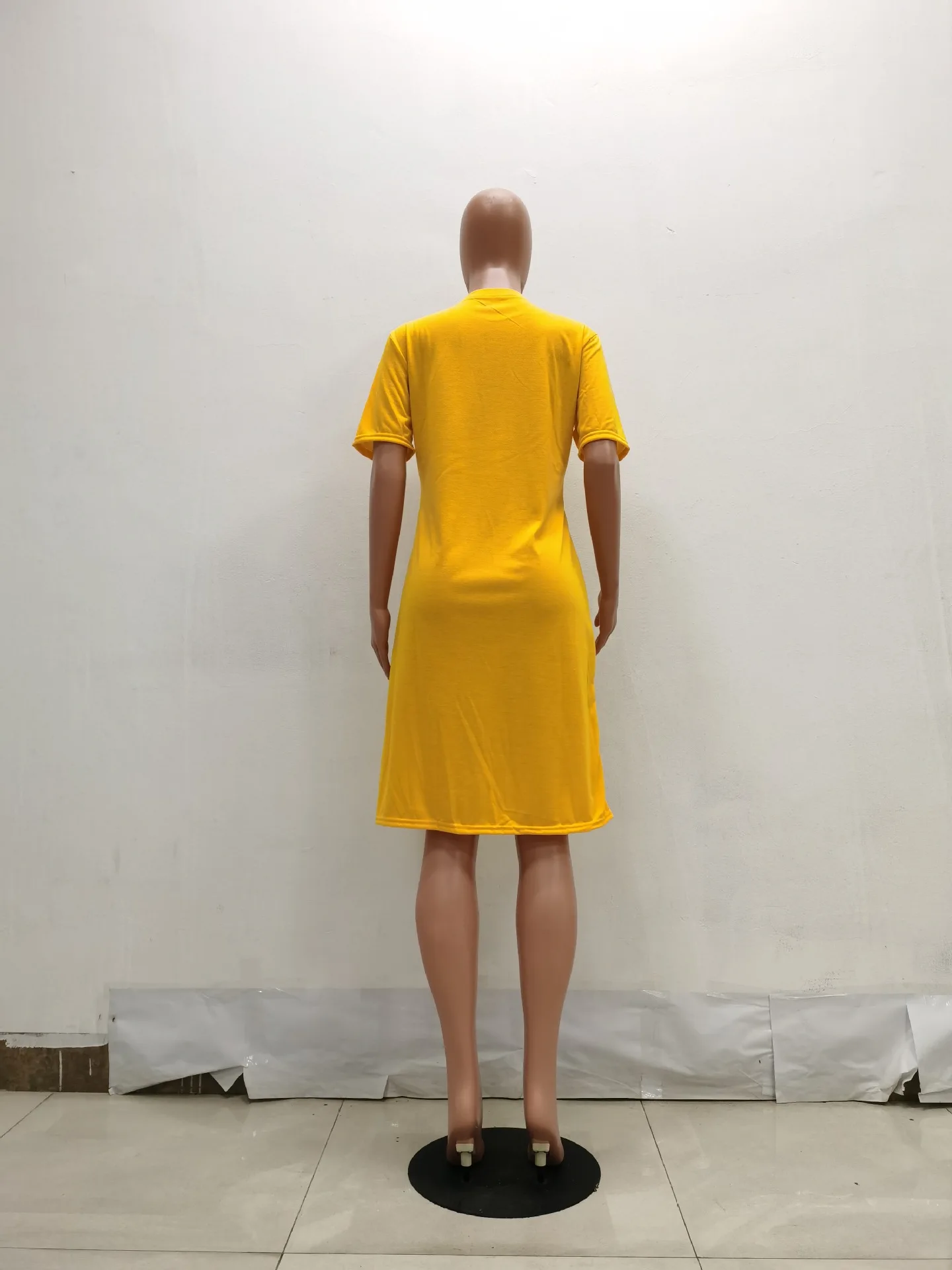 

HAOOHU cotton T Shirt Dress Women Round Neck Short Sleeve Loose Mini Dress Summer Pocket Night Club Party Dress