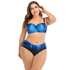 Женский купальник-бикини с пуш-ап, голубой, большие размеры #8, размера плюс