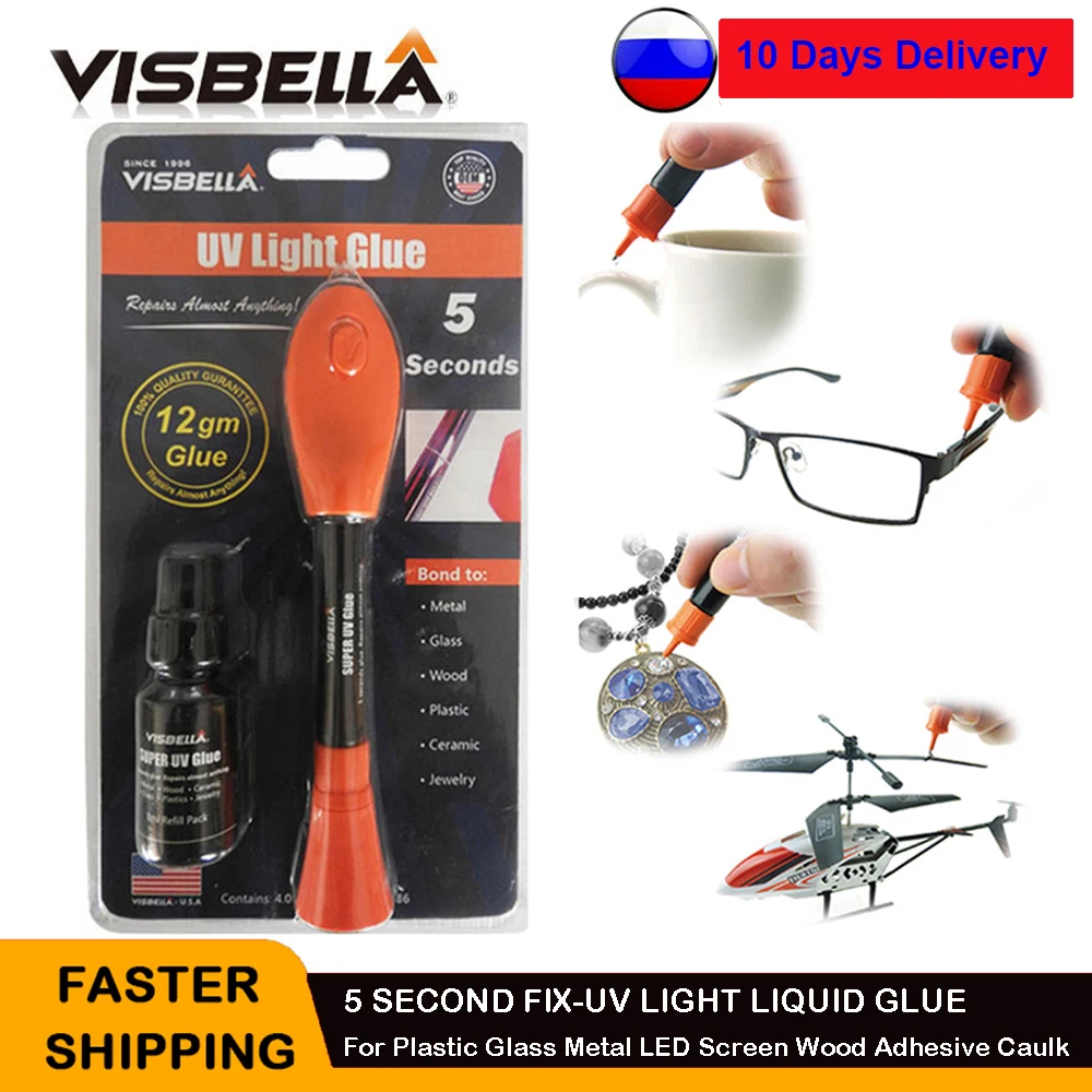 

Visbella DIY 5 Second Fix UV Light Glue Pen with 8g Refill Bottle Liquid Plastic Welding Metal Fillers Adhesives Sealants fix