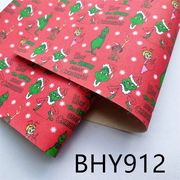 BHY912 A4 20*33 см мультфильм Рождественский персонаж Печать Синтетическая кожа ткань для DIY аксессуары BHY293 - Цвет: BHY912