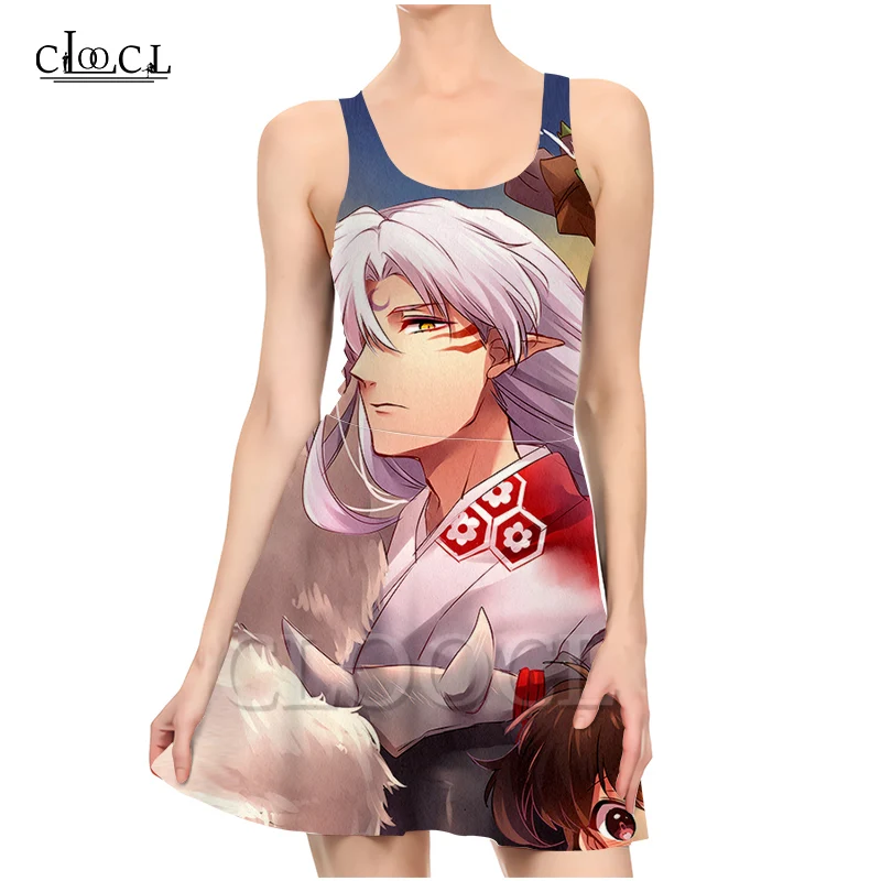 CLOOCL японское аниме инуяся 3D принт женское модное Повседневное платье без рукавов