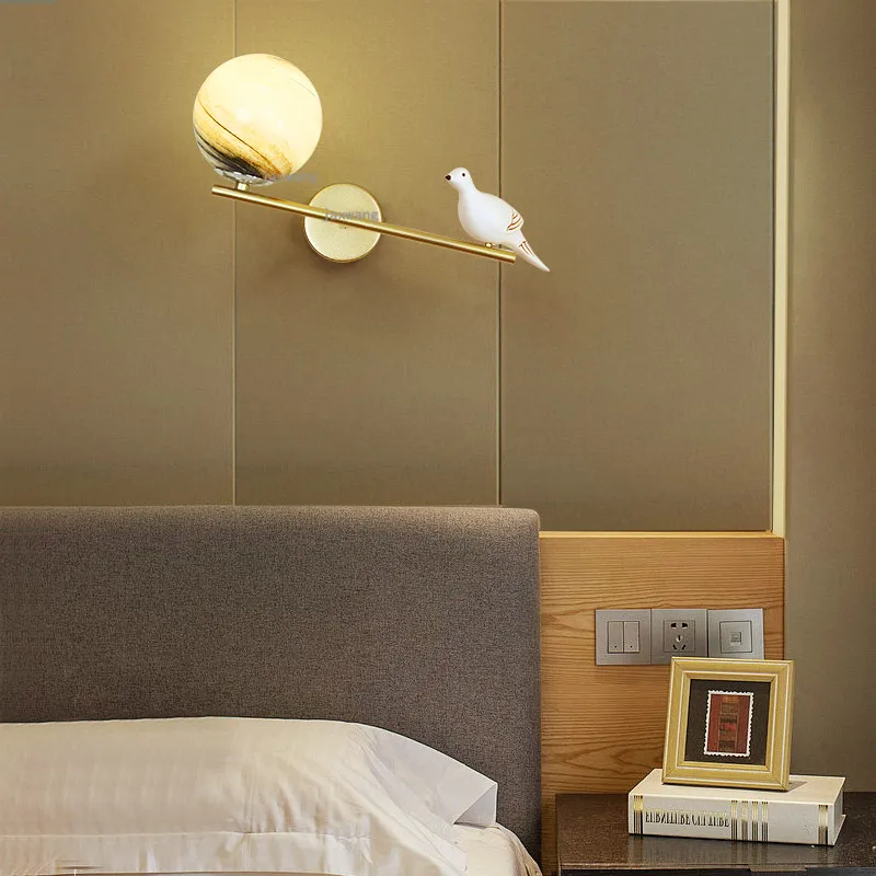 Nordic LED Wall Lamp Bird Parrot Decoration Light Fixtures Living Room Bedroom Personality Creative Home Decor | Лампы и освещение