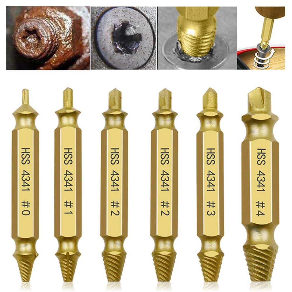 

6pcs Damaged Screw Extractor Drill Bits Guide Set Broken Speed Out Easy out Bolt Screw High Strength Remover Tools Fast delivery