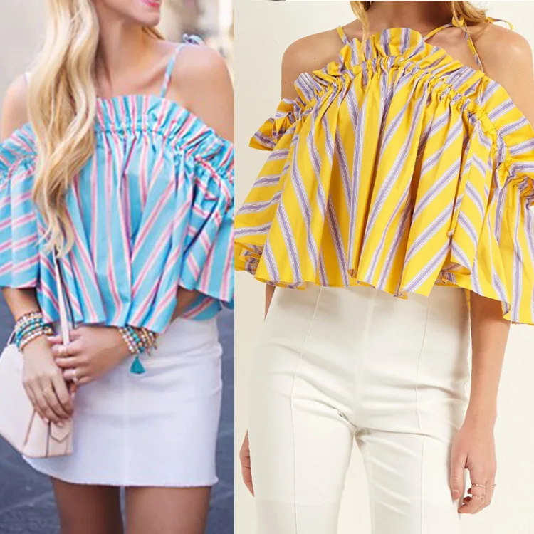 

Summer Autumn Cold Shoulder Top Shirt Top Women Blouse Hot Female Ladies Clothing Womens Elegent