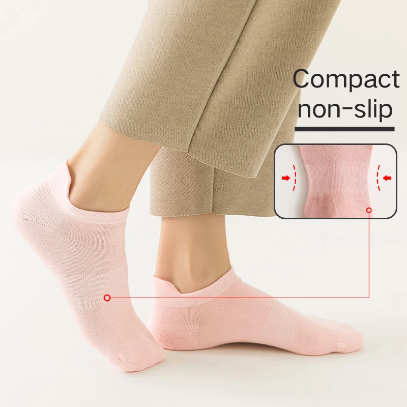 Modlo Anti-Odor Breathable Thin Cotton short women's socks non-slip motion Ship Socks Shallow mouth Low Gang socks women 5 Pairs