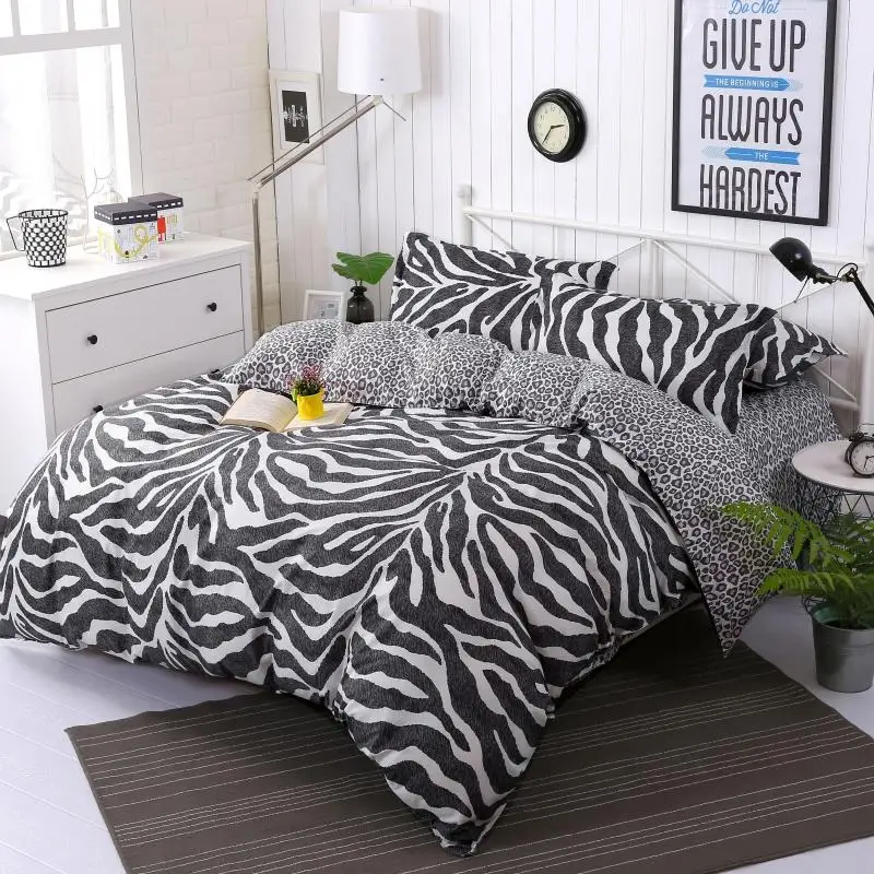 

3/4pcs King Size Geometric Bedding Sets Leopard Queen twin Size Duvet Cover Sets Pillowcases Bed Linen Black&White Bed Clothes