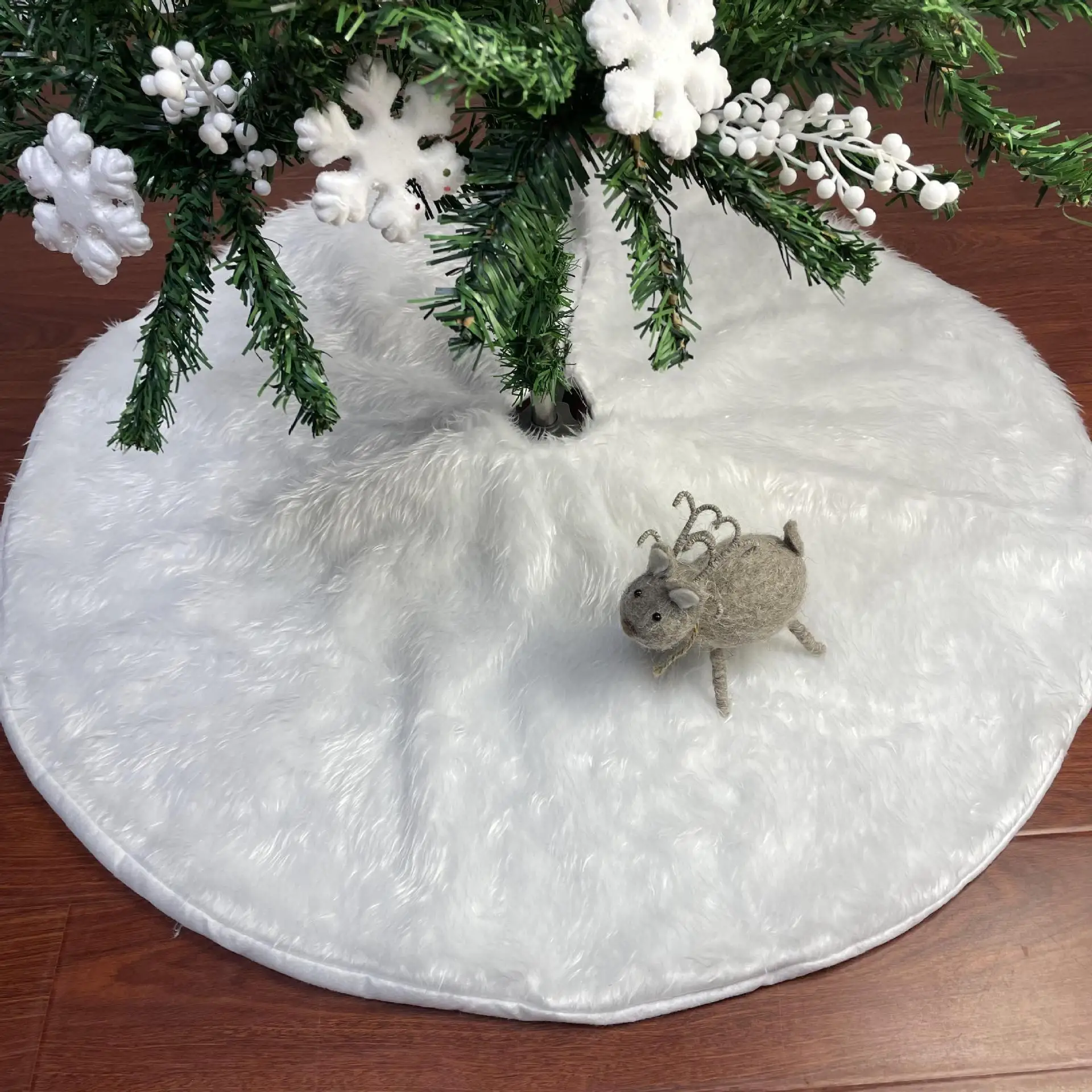 

Christmas Tree Skirt White Faux Fur Merry Christmas New Year Home Xmas-Tree Christmas Decorations For Tree