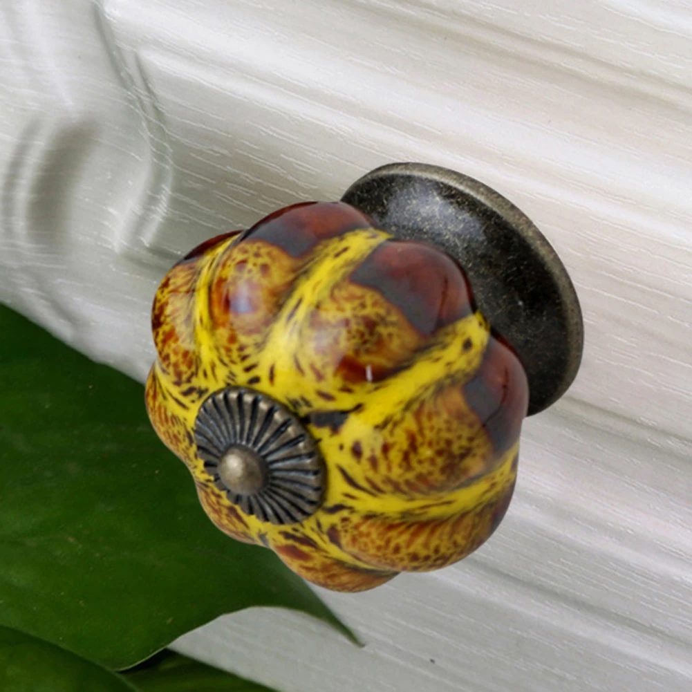 Круглая керамическая ручка для шкафа в форме тыквы ретро-стиль | Дом и сад