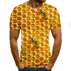 Летняя новая мужская футболка с 3D принтом пчелы с короткими рукавами в стиле хип-хоп с круглым вырезом Удобная Повседневная Мужская и Женская толстовка большого размера