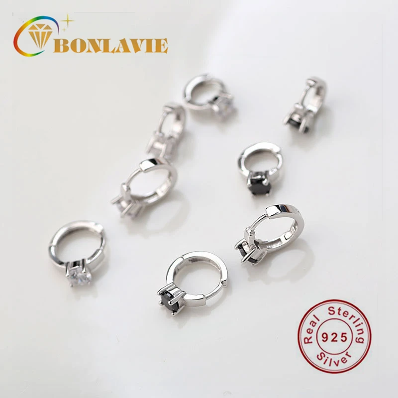 Серьги BONLAVIE из стерлингового серебра 925 пробы серьги-кольца с белым или черным
