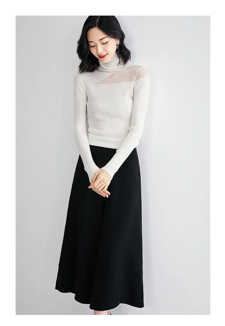 Женская трикотажная рубашка новая коллекция осень-зима 2019 чистый цвет