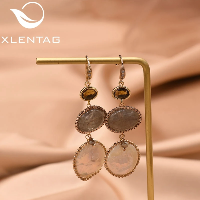 Женские серьги XlentAg длинные капельки из натуральной пресной воды в стиле барокко