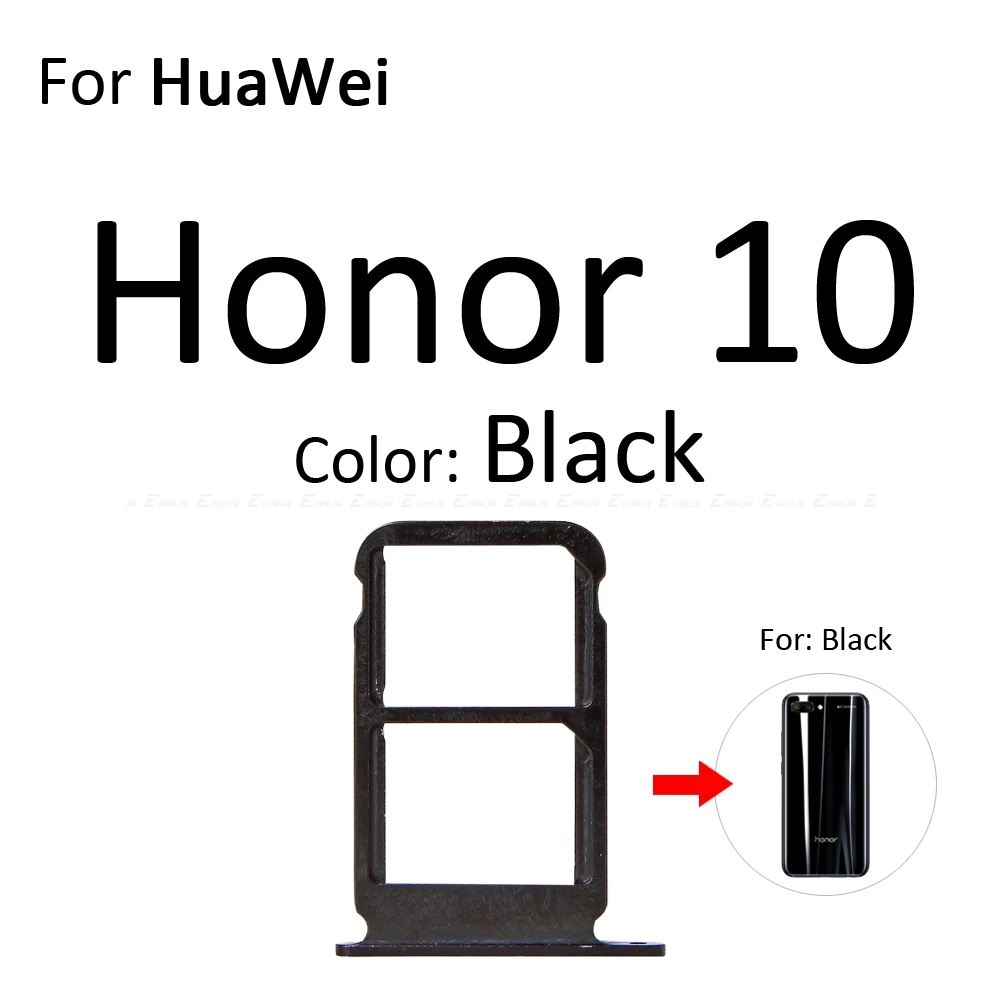 Сим-карты слот, разъем для лотка для устройства чтения sd-карт для HuaWei Honor вид 10 Lite 10i Micro SD Держатель для карт с разъемом контейнер - Цвет: For Honor 10 Black