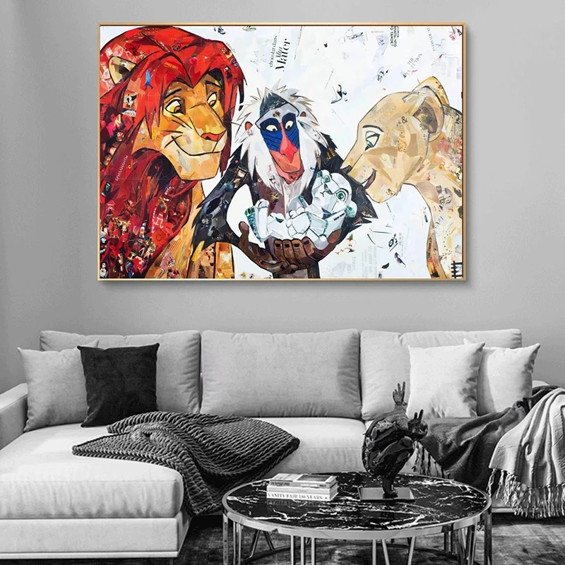 Disney Aladdin and The Magic Lamp Картина на холсте с животными Мультяшные принты и плакаты