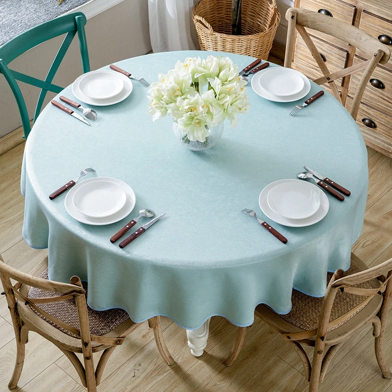 

Nordic big round tablecloth, cotton and linen household round table cloth solid color Chinese style coffee table cloth