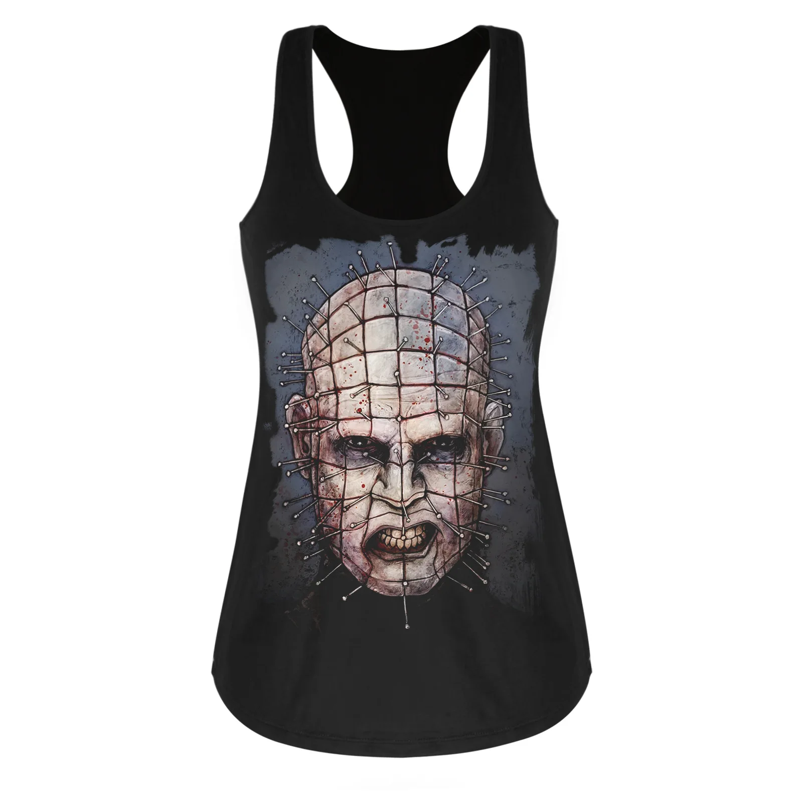 

Halloween T shirt New Halloween clown digital prtg women's U-neck backless I-vest round top womenCamiseta de Halloween