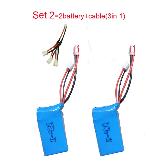 set2 2battery cable 7,4 V 1400mah RC автомобильный аккумулятор для A949 A959 A969 A979 K929 1/18 Rc автомобиль LiPo аккумулятор A949 27 части для Wltoys автомобильные запчасти - Цвет: set2 2battery cable