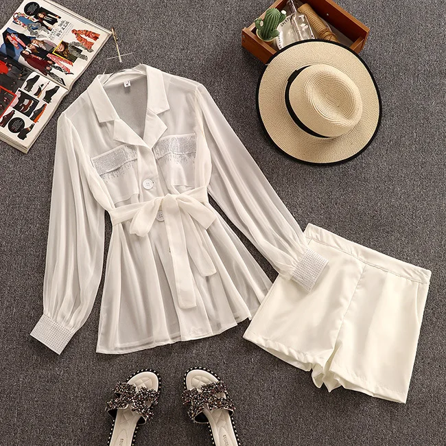 Новинка осени 2020 женские комплекты корейская мода v-образный вырез шифоновая