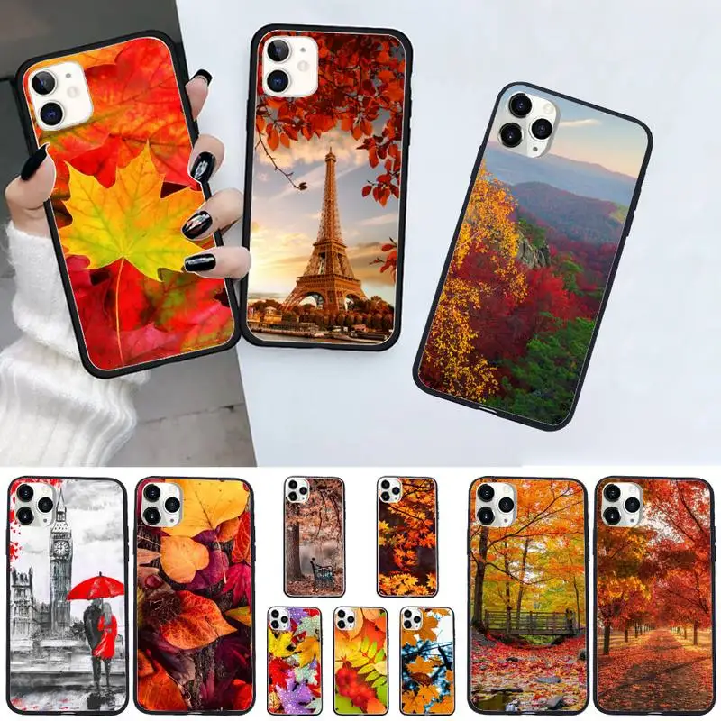 

Golden autumn Maple leaf pattern Phone Case For iphone 12 11 13 7 8 6 s plus x xs xr pro max mini shell